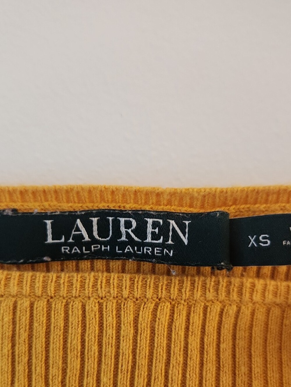 Ralph Lauren Mustard Ribbed Puff-Sleeve Boatneck Sweater - Picture 2 of 5